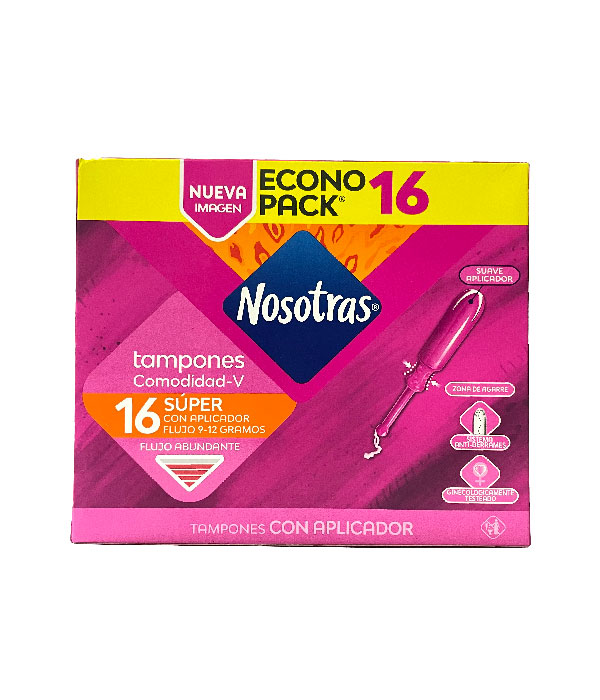 TAMPONES NOSOTRAS CON APLICADOR SUPER CAJA X 16 UNDS